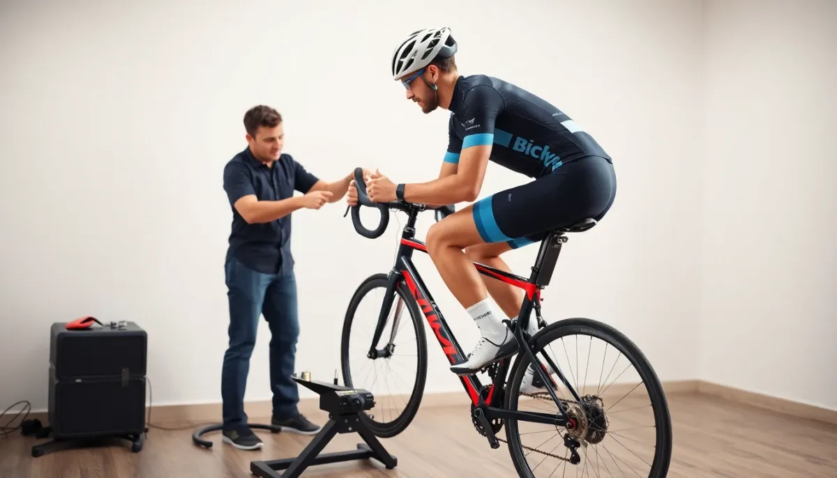 Séance de bike fitting professionnel avec ajustement de la position du cycliste