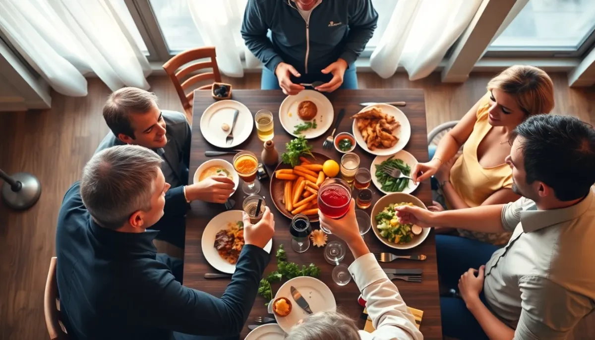 Repas social organisé par un club de triathlon montrant la convivialité et les liens entre adhérents