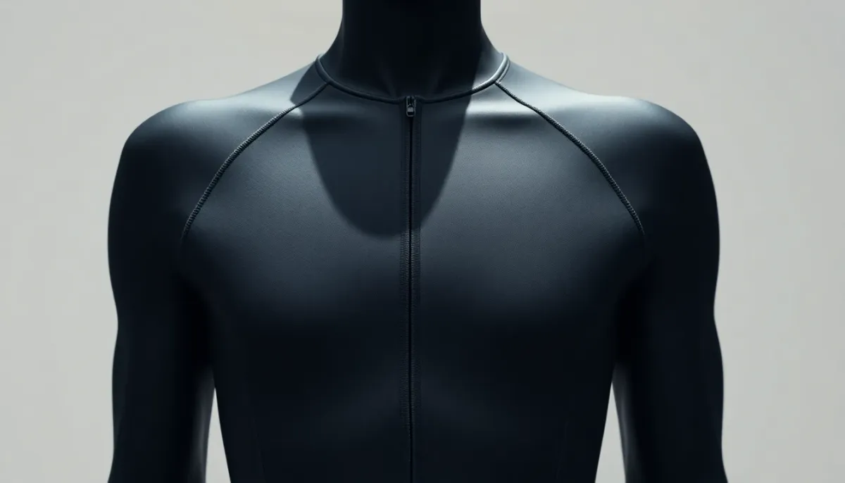 Combinaison néoprène bien ajustée sur un mannequin montrant l'ajustement correct